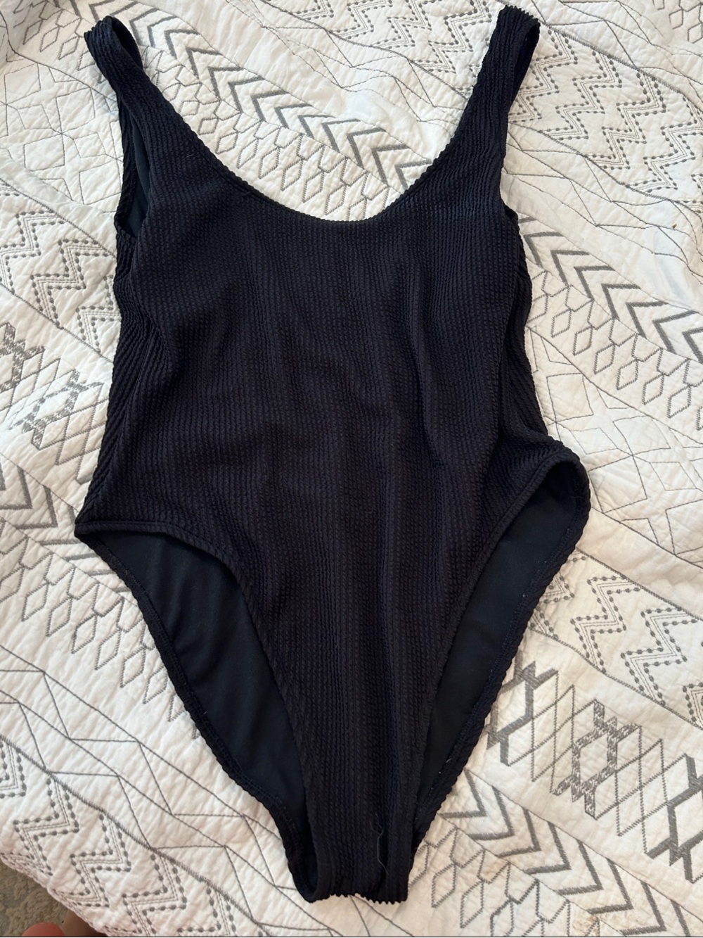 NOBO Black Textured Kids One-Piece Swimsuit
